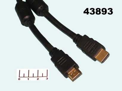 Шнур HDMI-HDMI 2м gold пластик (фильтр) Jett