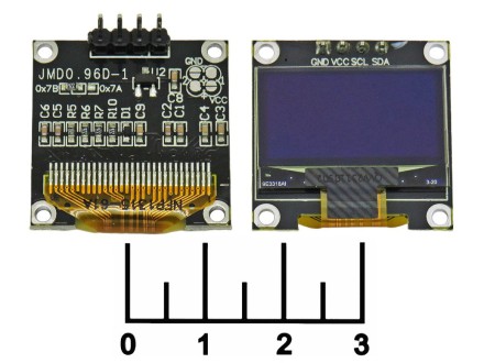 Радиоконструктор дисплей для Arduino 0.96" 128*64 OLED белый (IIC I2C)(1306)