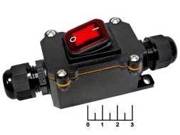 Коробка распределительная 125*40*60 2pin LD522 16A/250V IP68 + выключатель красный 2-х поз. PG-13.5