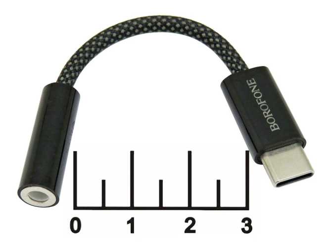 Переходник Type C штекер/AUD 3.5 гнездо 10см шелк Borofone BV15