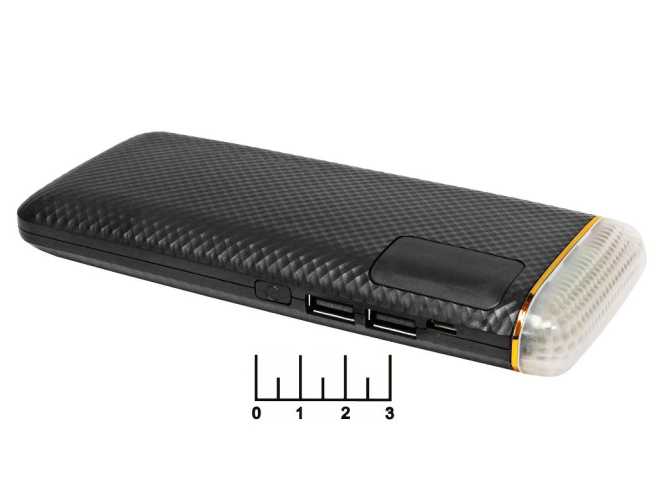 Power Bank 2USB 5V 2.1A 20Ah - вход micro USB W6 + фонарь