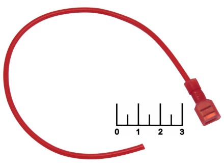 Клемма ножевая гнездо 6.3мм на проводе 1*1мм 20см красная с изоляцией