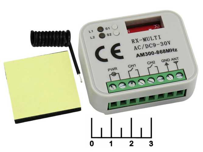 Приемник (радиореле) 2 канальный дистанционного управления 12-30V 300-868 МГц