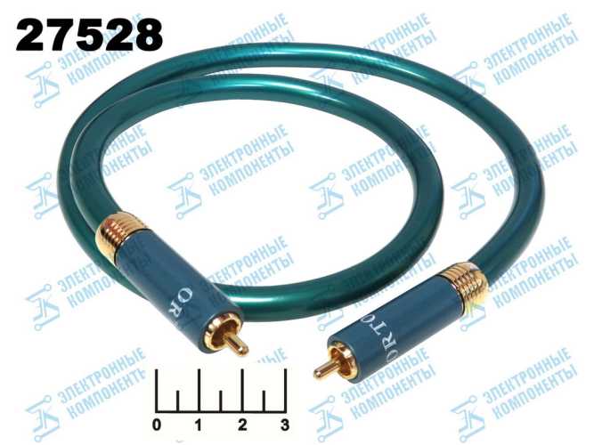 Шнур 1RCA-1RCA 0.75м gold металл (RCA-цанга)