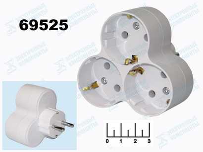 Тройник электрический /3 с землей 16A AM-16-3E Фотон