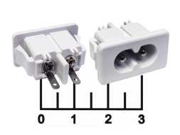 Разъем питания 2pin C7 гнездо восьмерка в панель белый (BX-180)