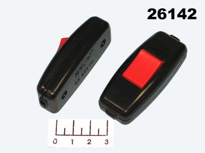 Выключатель 250/6 1-клавишный проходной черный с красной клавишей EL-BI/Lezard под винт