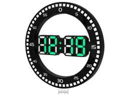 Часы цифровые + термометр DS-3668L зеленые (черный корпус)