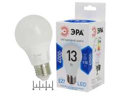 Лампа светодиодная 220V 13W E27 4000K белый A60 Эра (60*108)