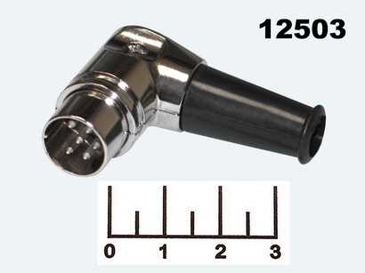 Разъем DIN 6pin штекер на кабель угол металл