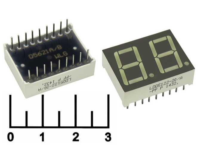 Индикатор LDD5122-20/A желтый 2-х разрядный 14.2мм (0.56&amp;quot;) ОА
