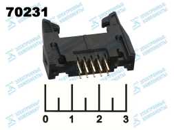 Разъем 10pin штекер с фиксатором шаг 2.54мм IDCC-10MS