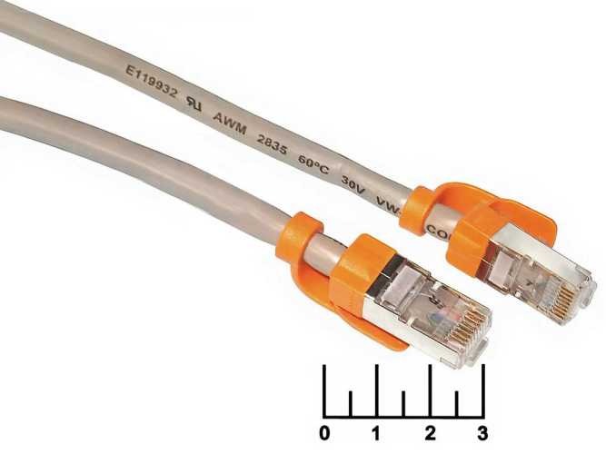 Шнур 8P8C-8P8C (RJ-45) 5м 7-категории Giga-Speed (патч-корд) в экране (FTP)