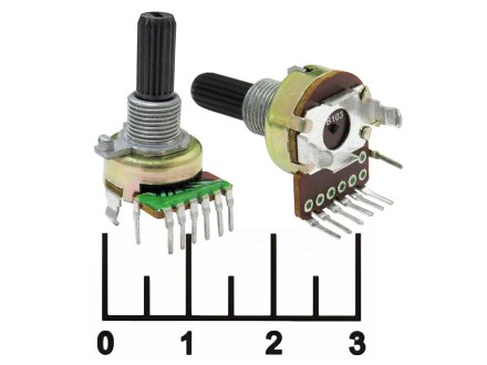 Резистор переменный 2*100 кОм B (6+1pin) F-166KP-1 (+68)