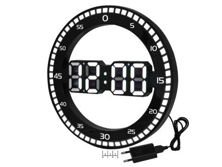 Часы цифровые + термометр DS-3668L белые (черный корпус)