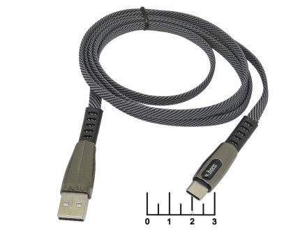 Шнур USB-Type C 1.2м шелк плоский Hoco U34 (серый) (быстрая зарядка)