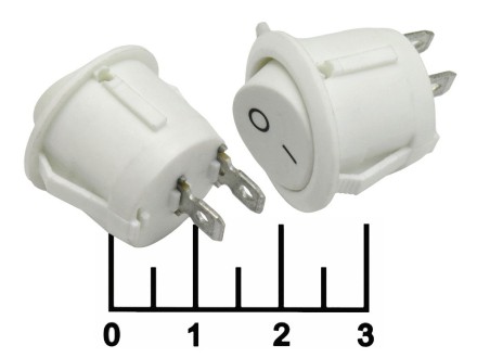 Выключатель 250/6 MRS-1C белый круглый 2 контакта перекидной (KCD1-101-1-C3-W/2P)