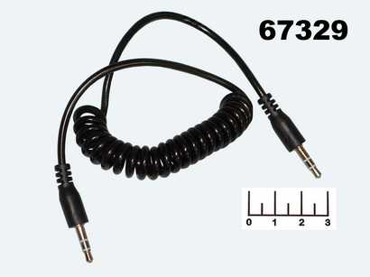 Шнур AUD 3.5-AUD 3.5 стерео 1м витой gold пластик silicon черный (AUX) (АВК-6641)