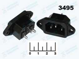 Разъем питания 3pin штекер C14 в панель (AC-016)