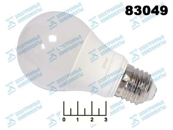 Лампа светодиодная 220V 11W E27 4100K белый A60 Gauss диммируемая (60*110) (990lm)