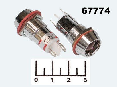 Лампа светодиодная 220V красная L-618-R (14мм)