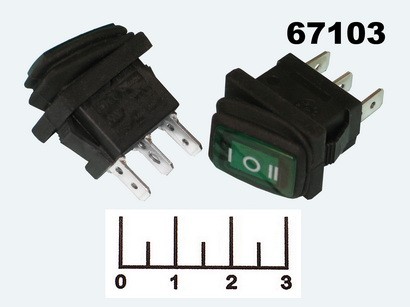 Выключатель 250/6 KCD3 зеленый 3-х позиционный 3 контакта SB008 влагозащищенный