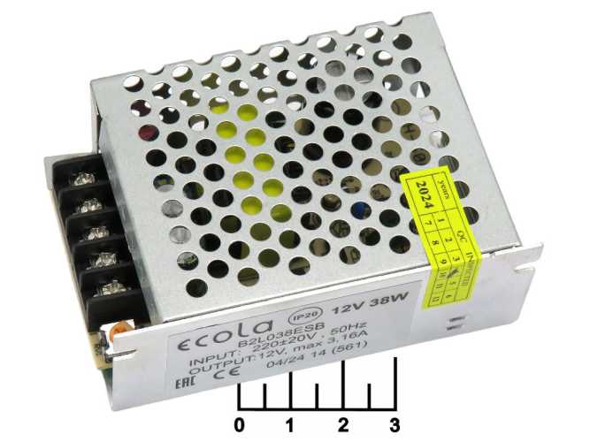 Блок питания 12V 3.16A 38W B2L038ESB Ecola IP20