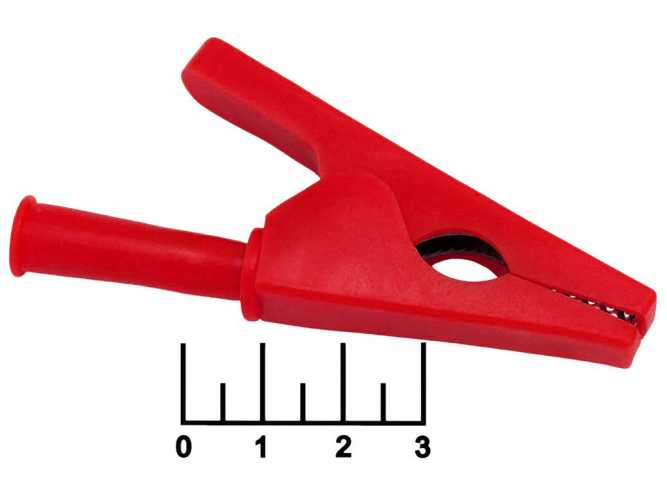 Зажим крокодил L-80 красный изолированный