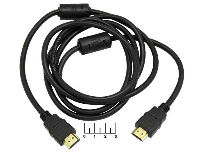 Шнур HDMI-HDMI 2м gold пластик (2 фильтра) Premier v2.0 4K (60Hz) (5-813)