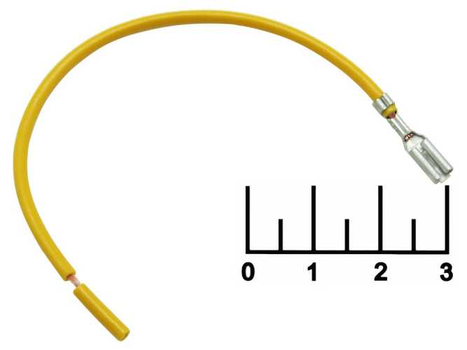 Клемма ножевая гнездо 2.8мм на проводе 1*0.5мм 13см желтая с замком (2852/8865СБ)
