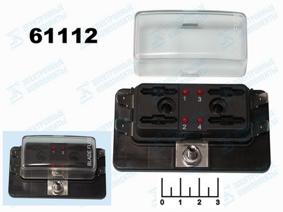 Блок держателя на 4 авто mini ВП R3-79 с индикацией (max-100A)