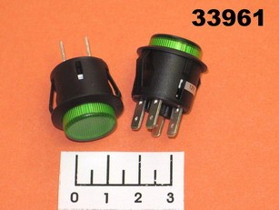 Кнопка 12/20 R13-527BL LED зеленая с фиксацией 4 контакта