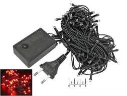 Гирлянда 100 светодиодов красная 10м с контроллером (черная нить) для улиц