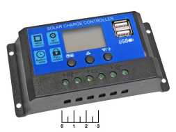Контроллер для солнечной батареи 30A/12-24VDC PWM + 2USB W88-C