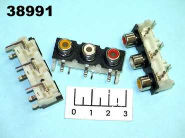 Разъем RCA 3 гнезда на плату (RCA-301)
