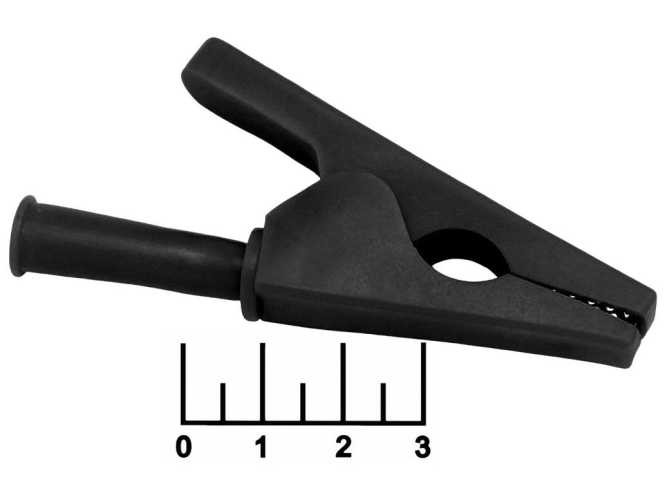 Зажим крокодил L-80 черный изолированный