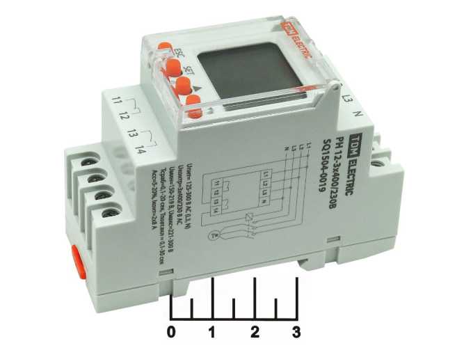 Реле контроля напряжения РН-12-3X400 трехфазное 2*8A TDM (SQ1504-0019)