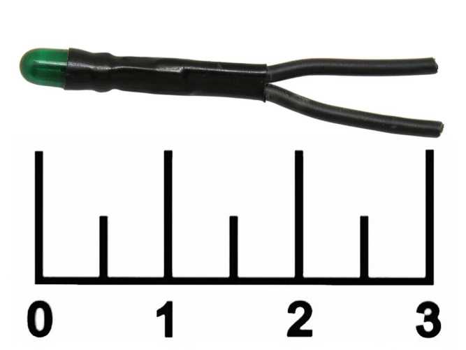 Лампа для гирлянды 3V 60mA 3мм на проводе (зеленая)