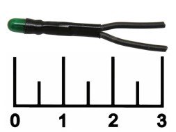 Лампа для гирлянды 3V 60mA 3мм на проводе (зеленая)