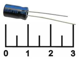 Конденсатор электролитический ECAP 100мкФ 35В 100/35V 0611 105C (TK)