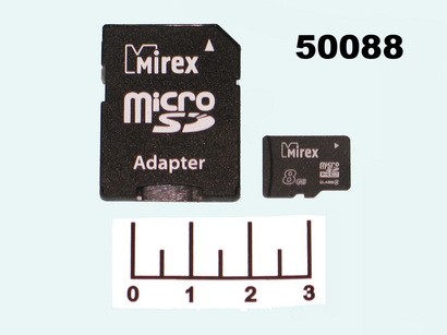 КАРТА ПАМЯТИ MICRO SD 8GB + АДАПТЕР SD MIREX CLASS4