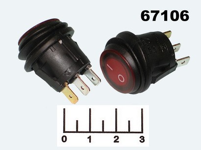 Выключатель 12/6 KAN-B2-25P красный 3 контакта SB040 влагозащищенный