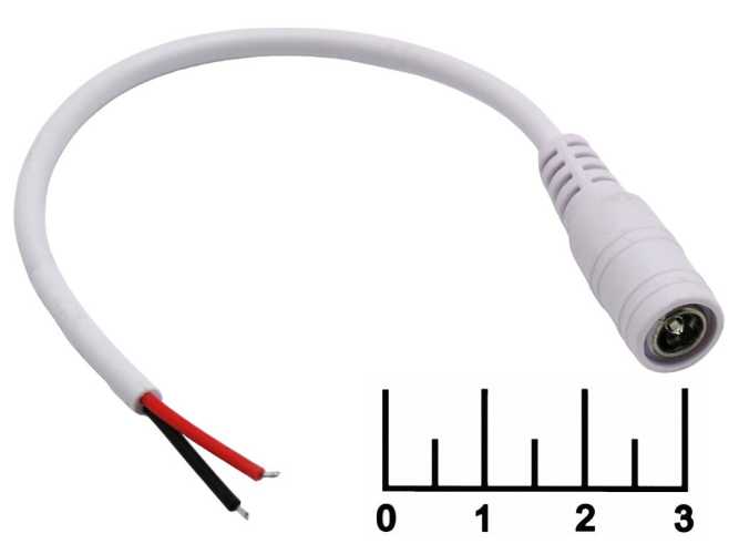 Разъем питания гнездо 5.5*2.1мм на проводе 15см (белый) Ecola