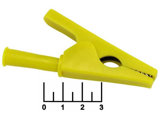Зажим крокодил L-80 желтый изолированный