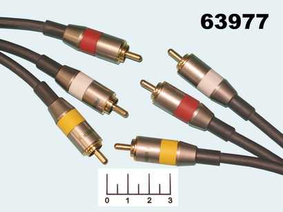Шнур 3RCA-3RCA 1м gold металл Premier (5-306)