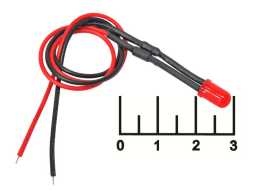 Светодиод LED 5мм красный 220V на проводе 22см