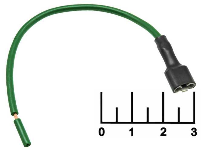 Клемма ножевая гнездо 6.3мм на проводе 1*0.75мм 13см зеленая с изоляцией (2855/8006СБИ)