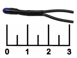 Лампа для гирлянды 3V 60mA 3мм на проводе (синяя)