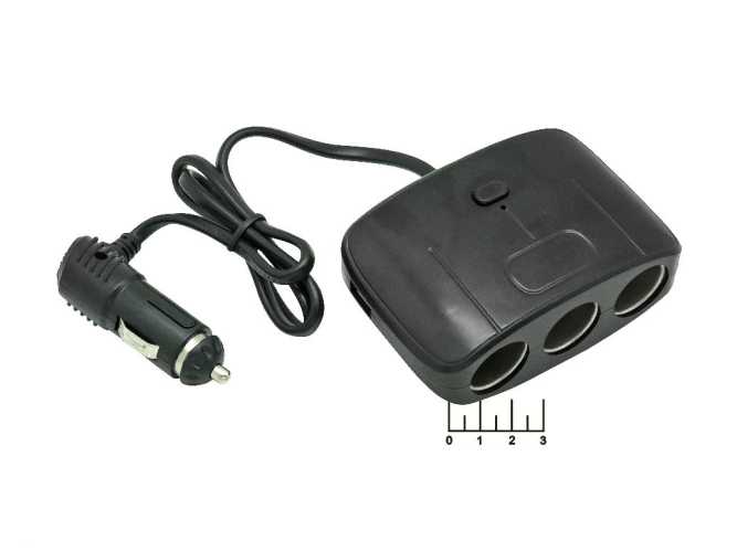 Прикуриватель-3 + 2USB Olesson 1635 автомобильный (3-418)