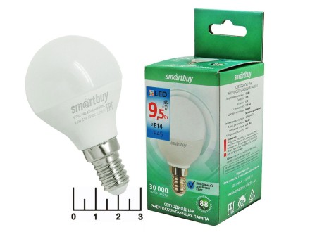 Лампа светодиодная 220V 9.5W E14 6000K белый холодный шар G45 матовая Smartbuy (760lm)